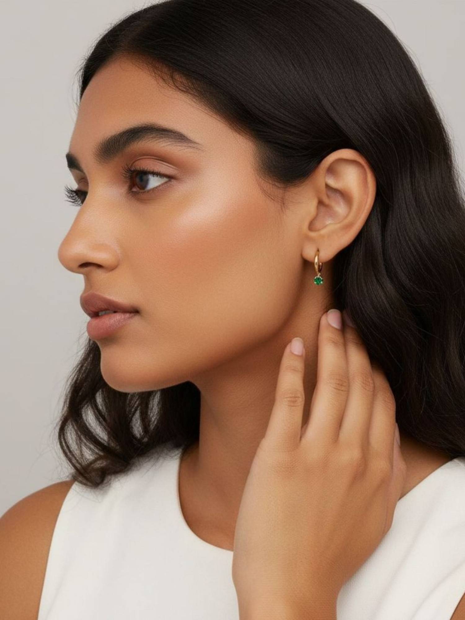 RACHIVA 18K Gold Plated Green Zircon Earrings Women