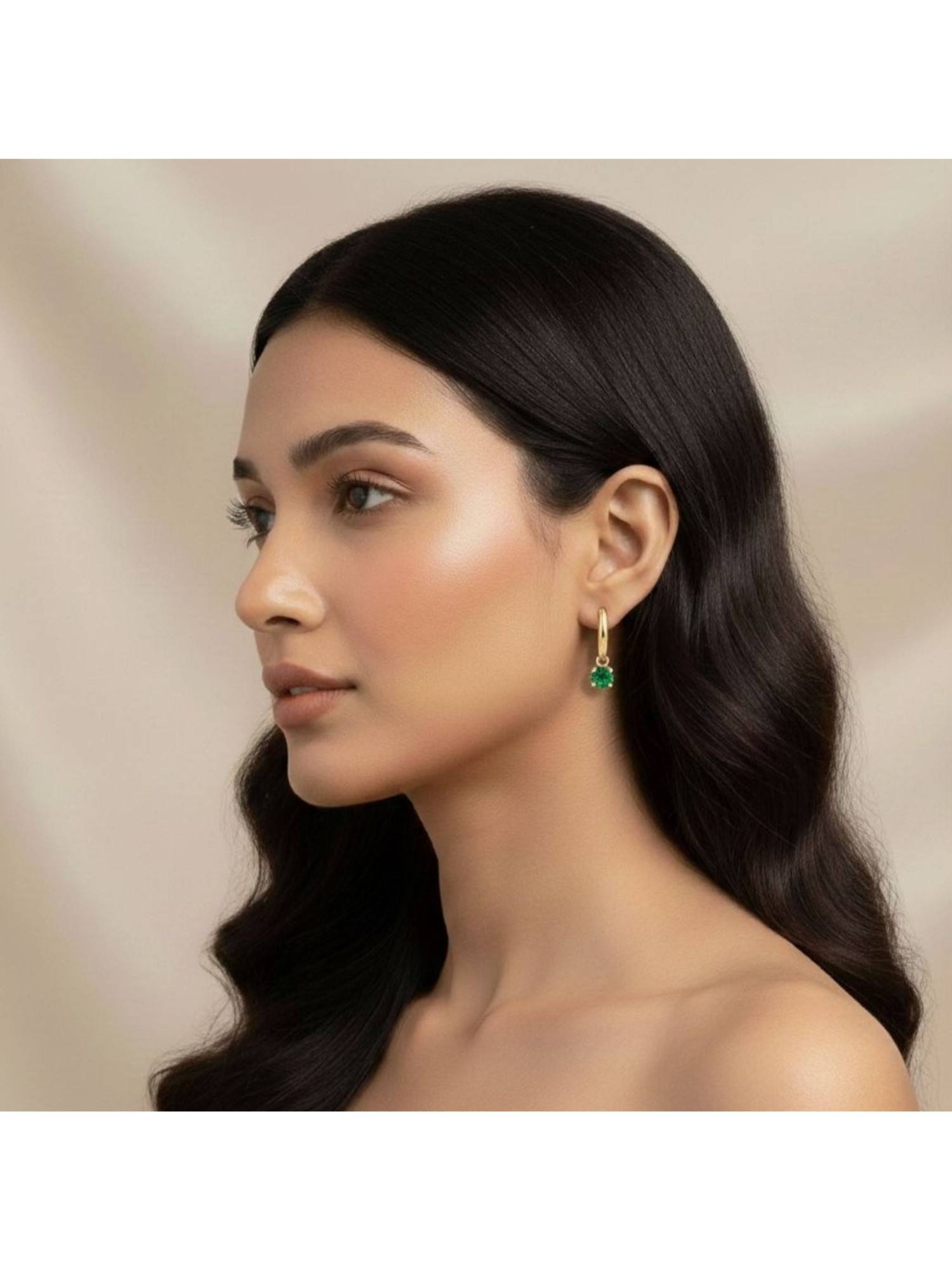 RACHIVA 18K Gold Plated Green Zircon Petite Earrings