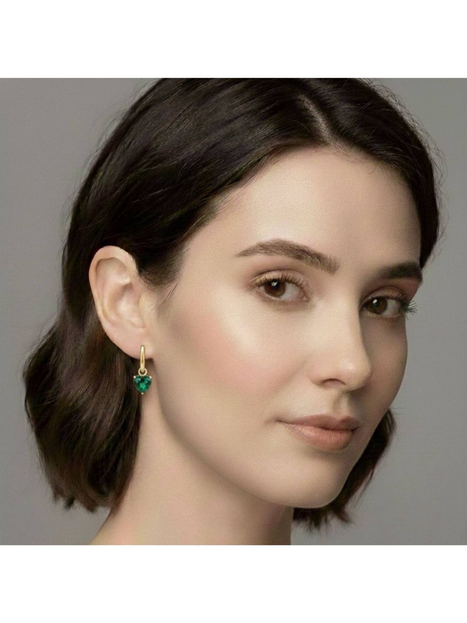 RACHIVA 18K Gold Plated Green Heart Earrings