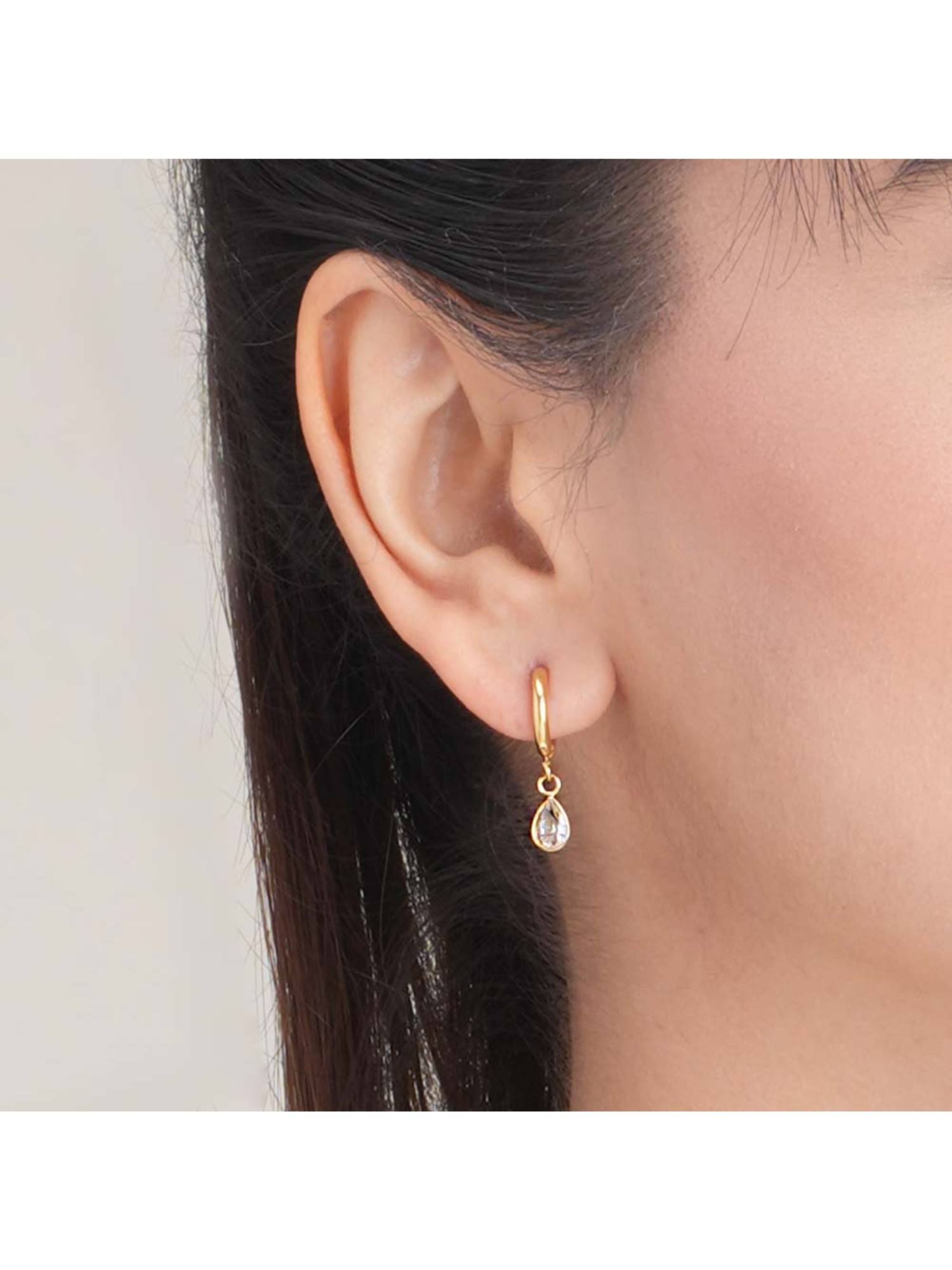 RACHIVA 18K Gold Plated Tear Zircon Earrings
