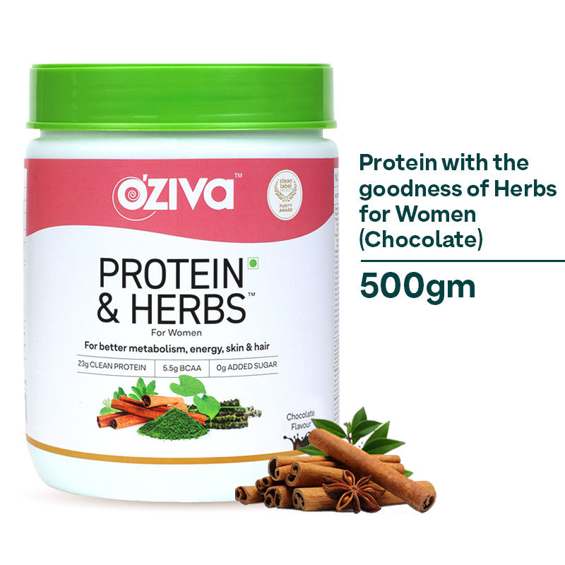 OZiva Protein & Herbs Women, Protein with Multivitamin for Better Metabolism, Skin & Hair,Chocolate