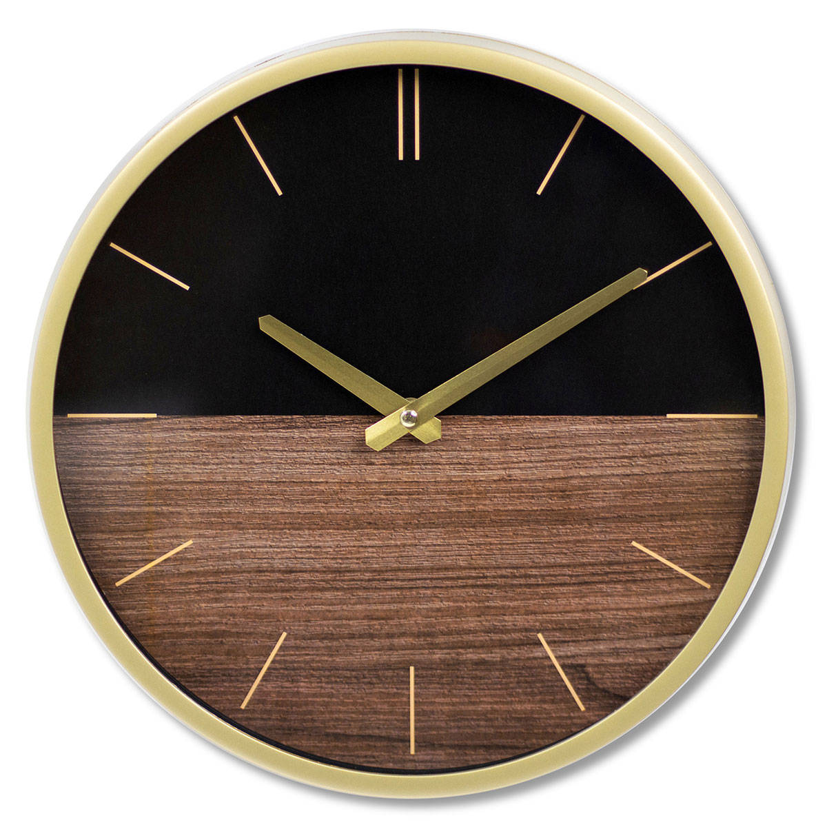 Buy HomeTown Aeon Wood Texture Wall Clock Brown And Black Diameter 30Cm ...