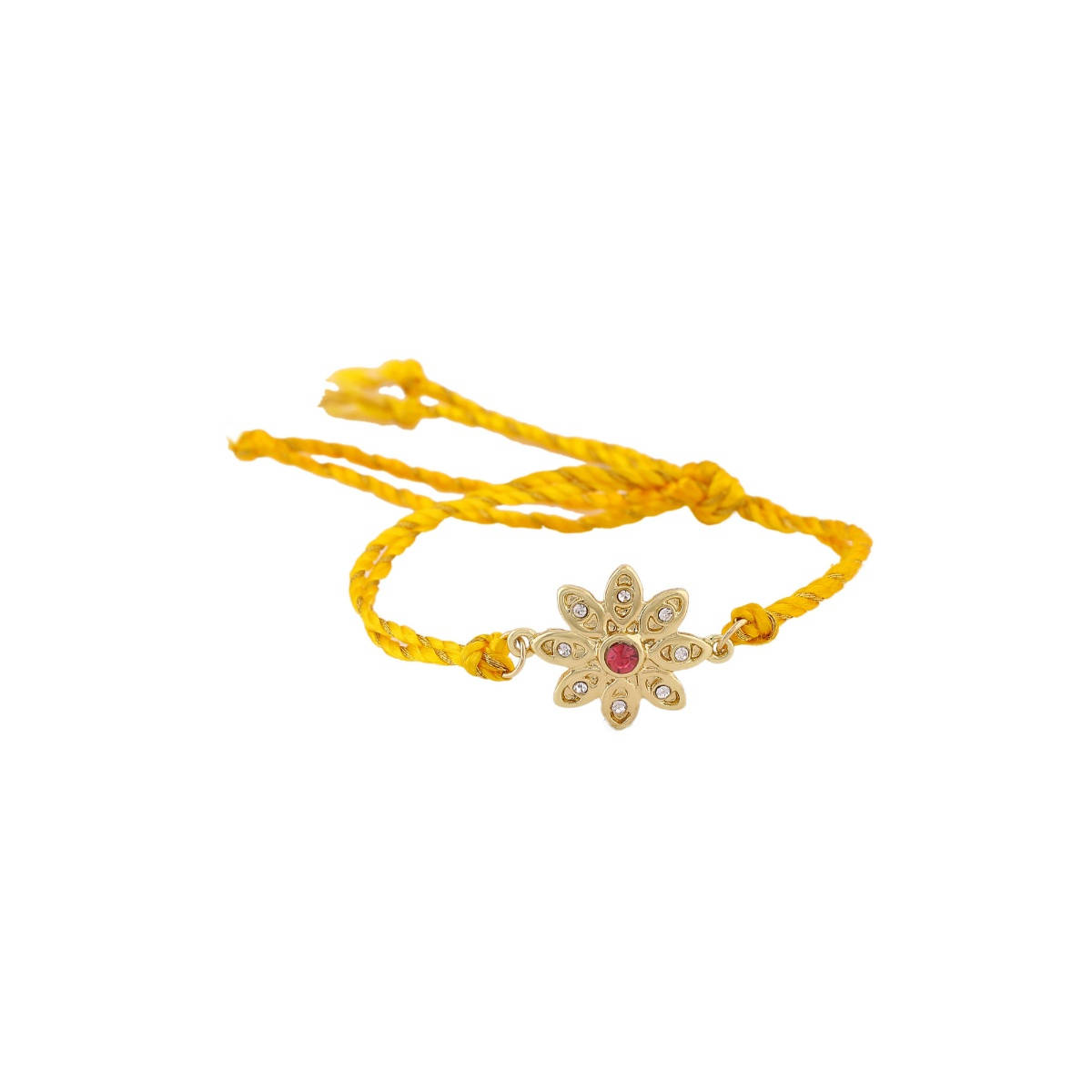 Estele Gold Plated Floral Designer Rakhi with Austrian Crystals & Fancy Silk Thread