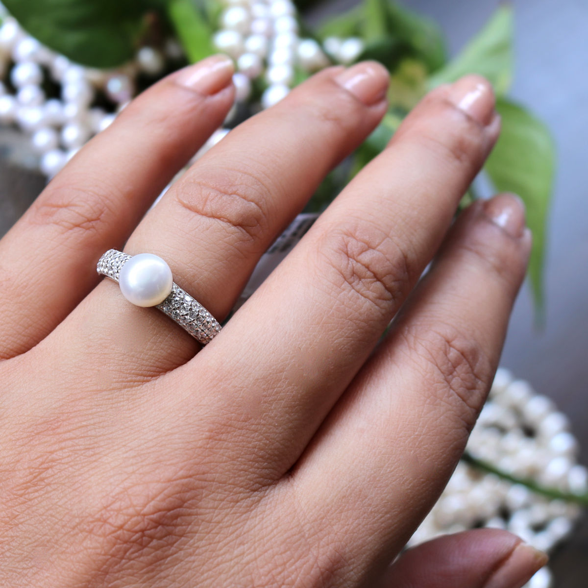 Buy Pearl Rings from Palmonas | White Pearl Rings – PALMONAS