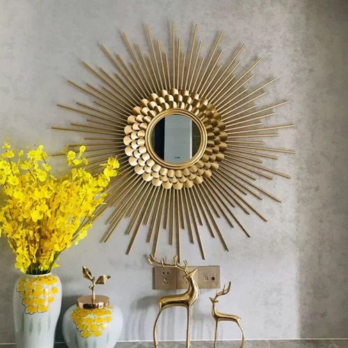 Buy WallMantra Ethereal Sunflower Designer Metal Wall Mirror Online