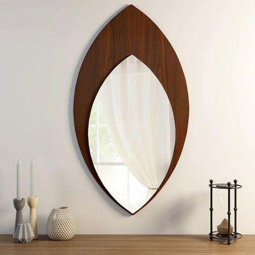 Buy WallMantra Beautiful Leaf Design Decorative Wooden Wall Mirror