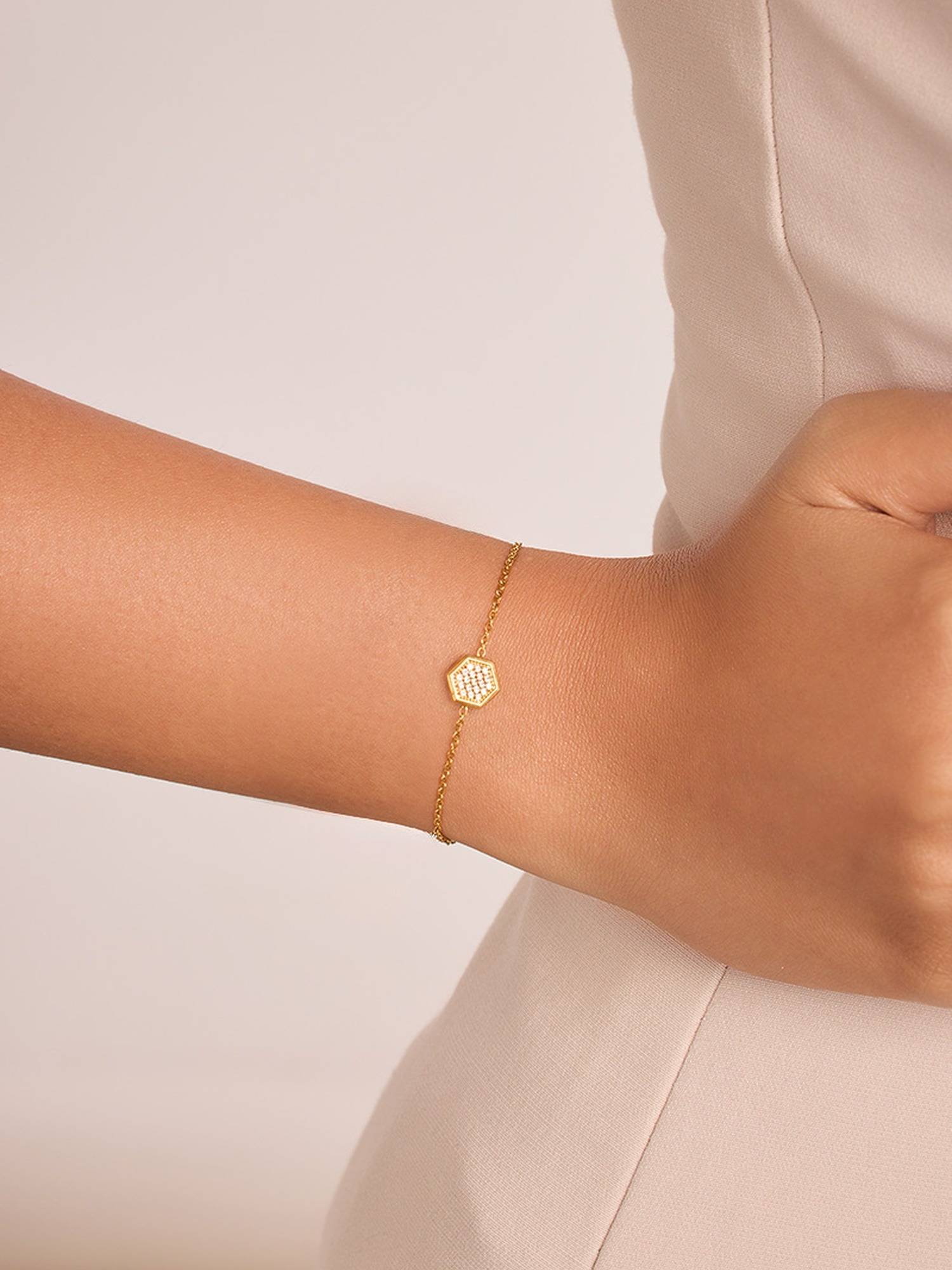 ELRA 18K Gold Plated Golden Hive Bracelet Stainless Steel Waterproof & Anti-Tarnish