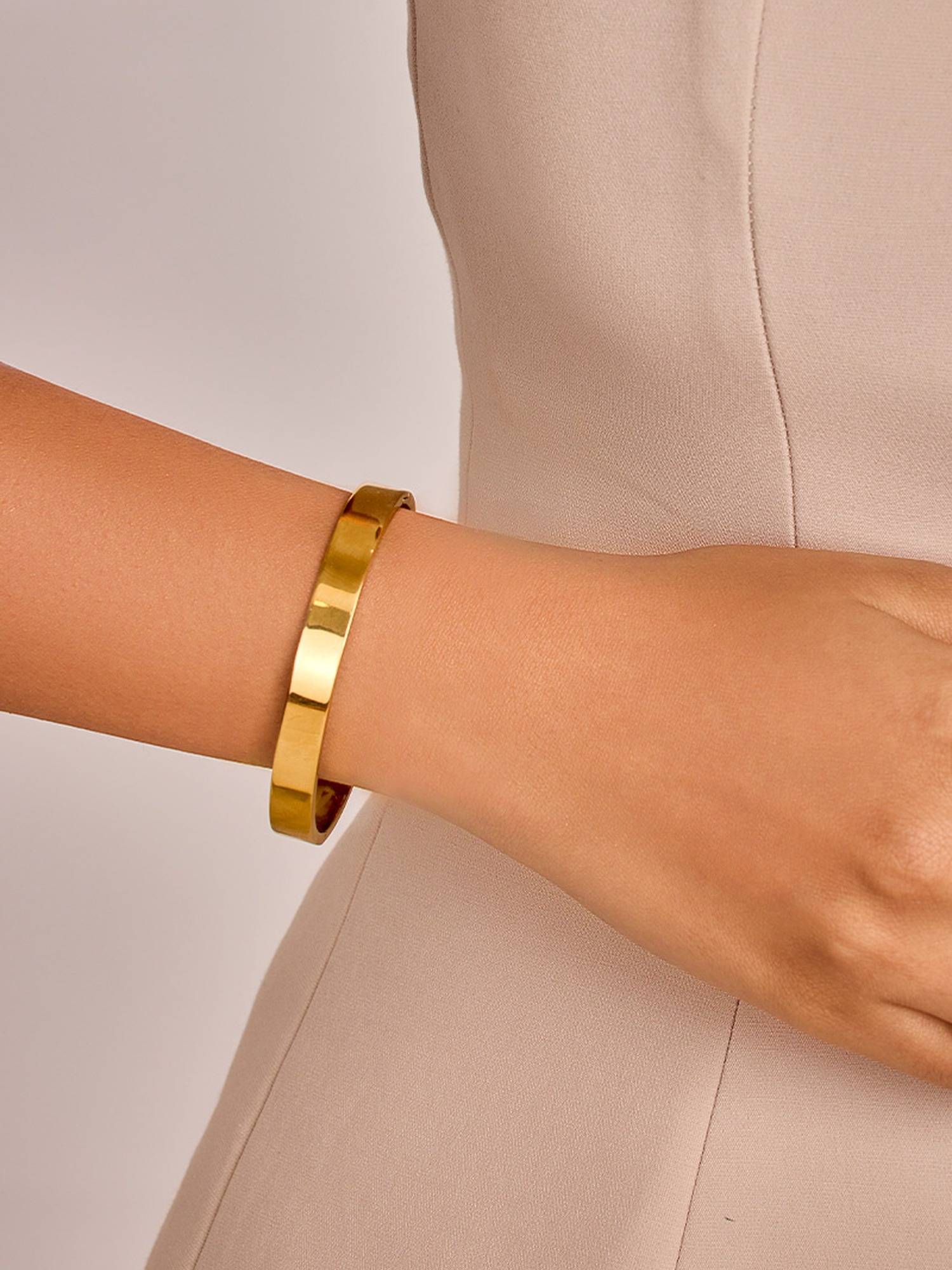 ELRA 18K Gold Plated Golden Curve Kada Stainless Steel Waterproof & Anti-Tarnish