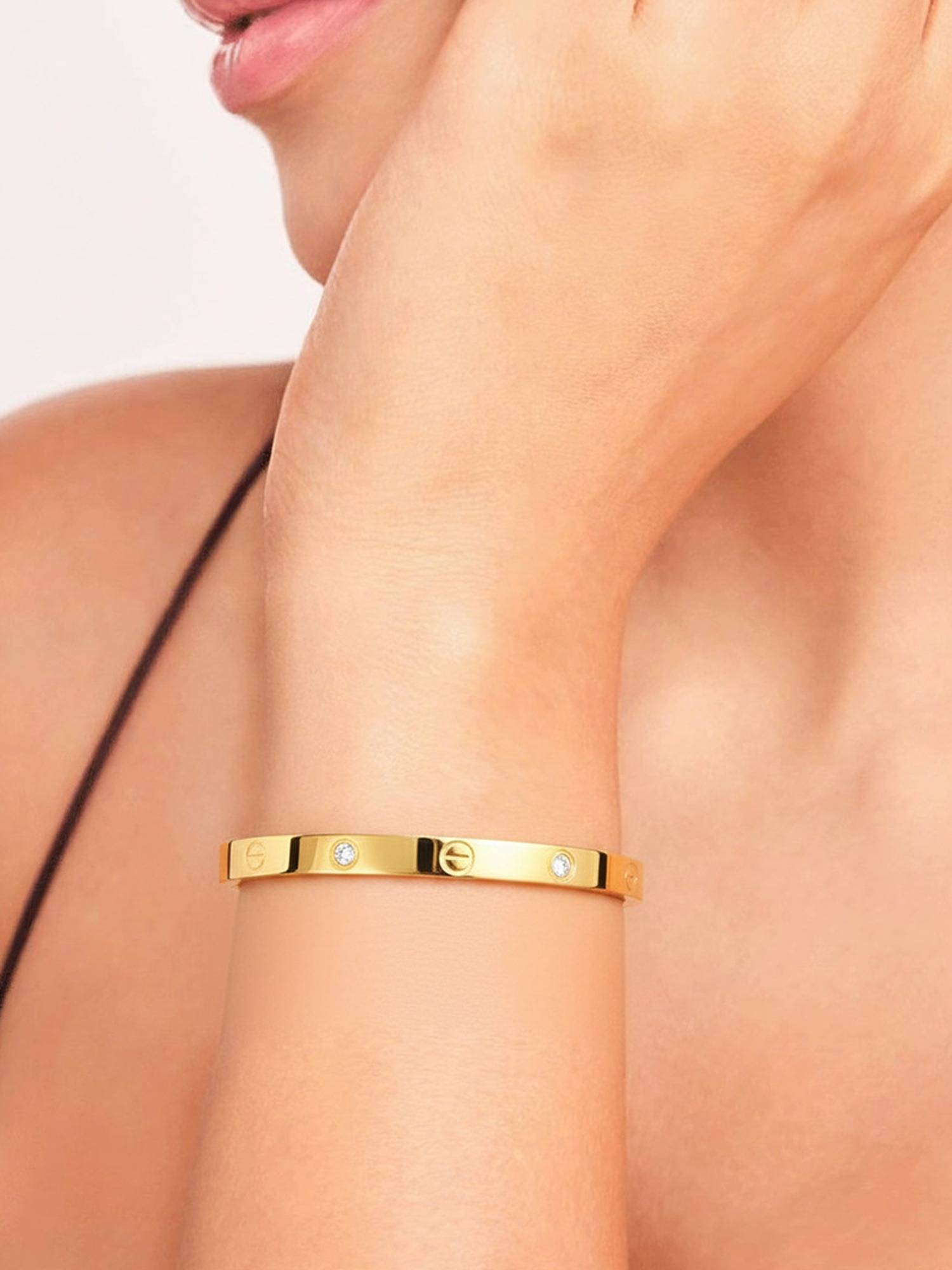 ELRA 18K Gold Plated Classic Rivet Bangle Stainless Steel Waterproof & Anti-Tarnish