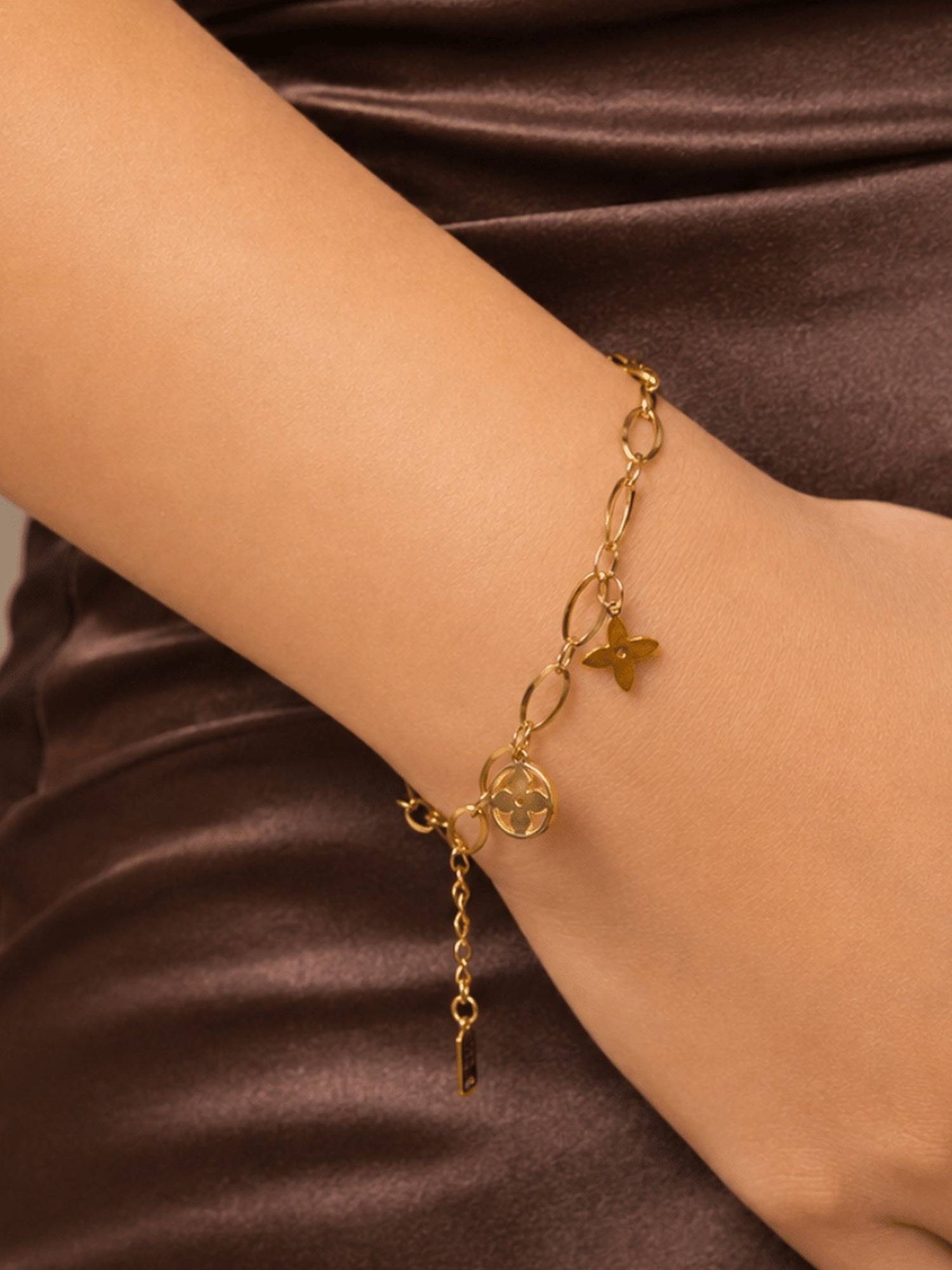 ELRA 18K Gold Plated Flora Charm Bracelet Stainless Steel Waterproof & Anti-Tarnish