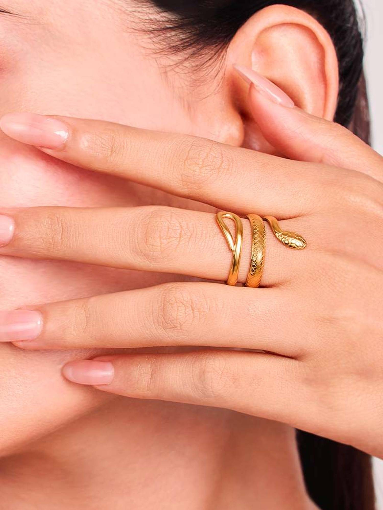 ELRA 18K Gold Plated Serpent Ring Stainless Steel Waterproof & Anti-Tarnish