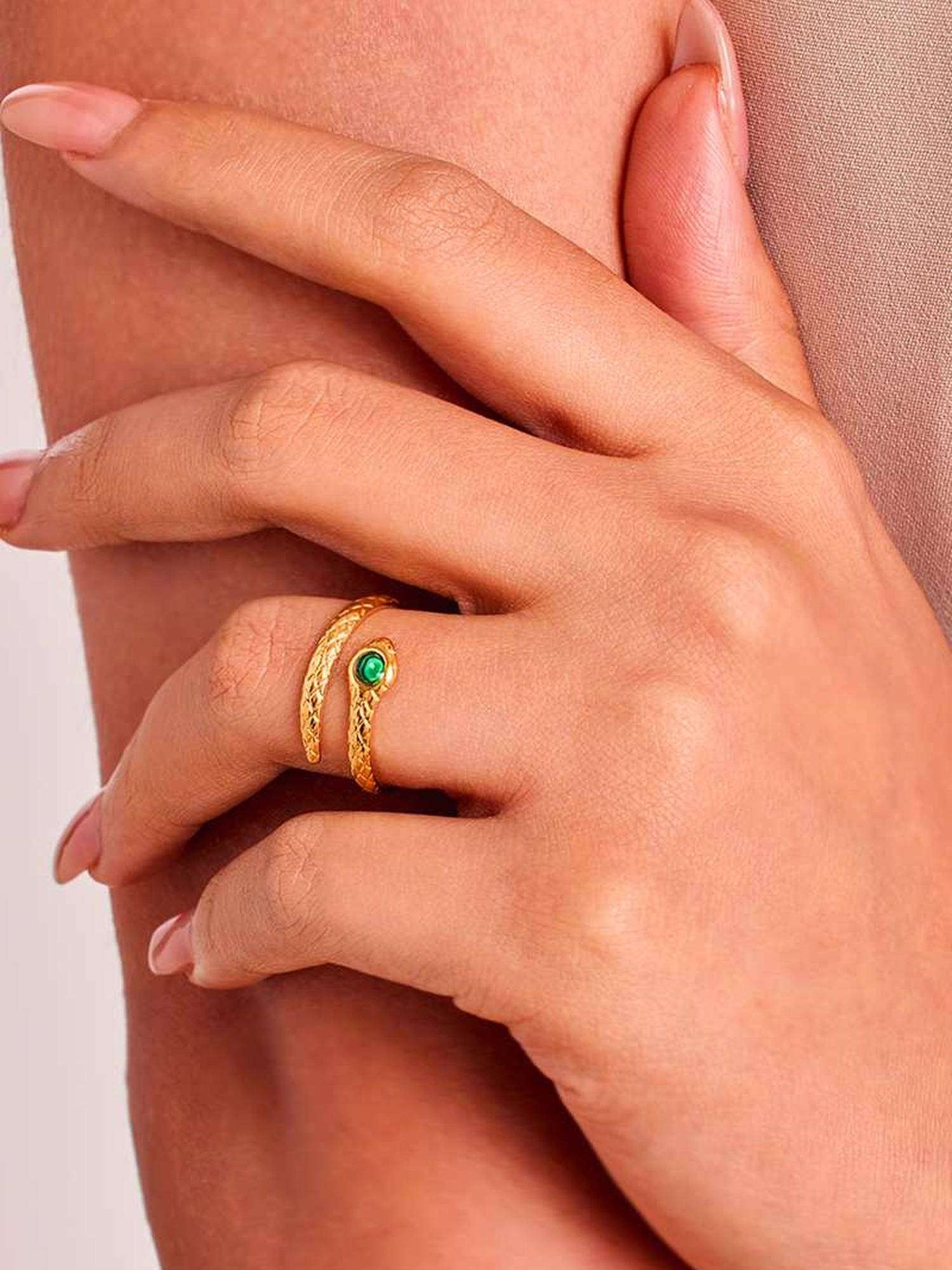 ELRA 18K Gold Plated Serpent Ring Stainless Steel Waterproof & Anti-Tarnish