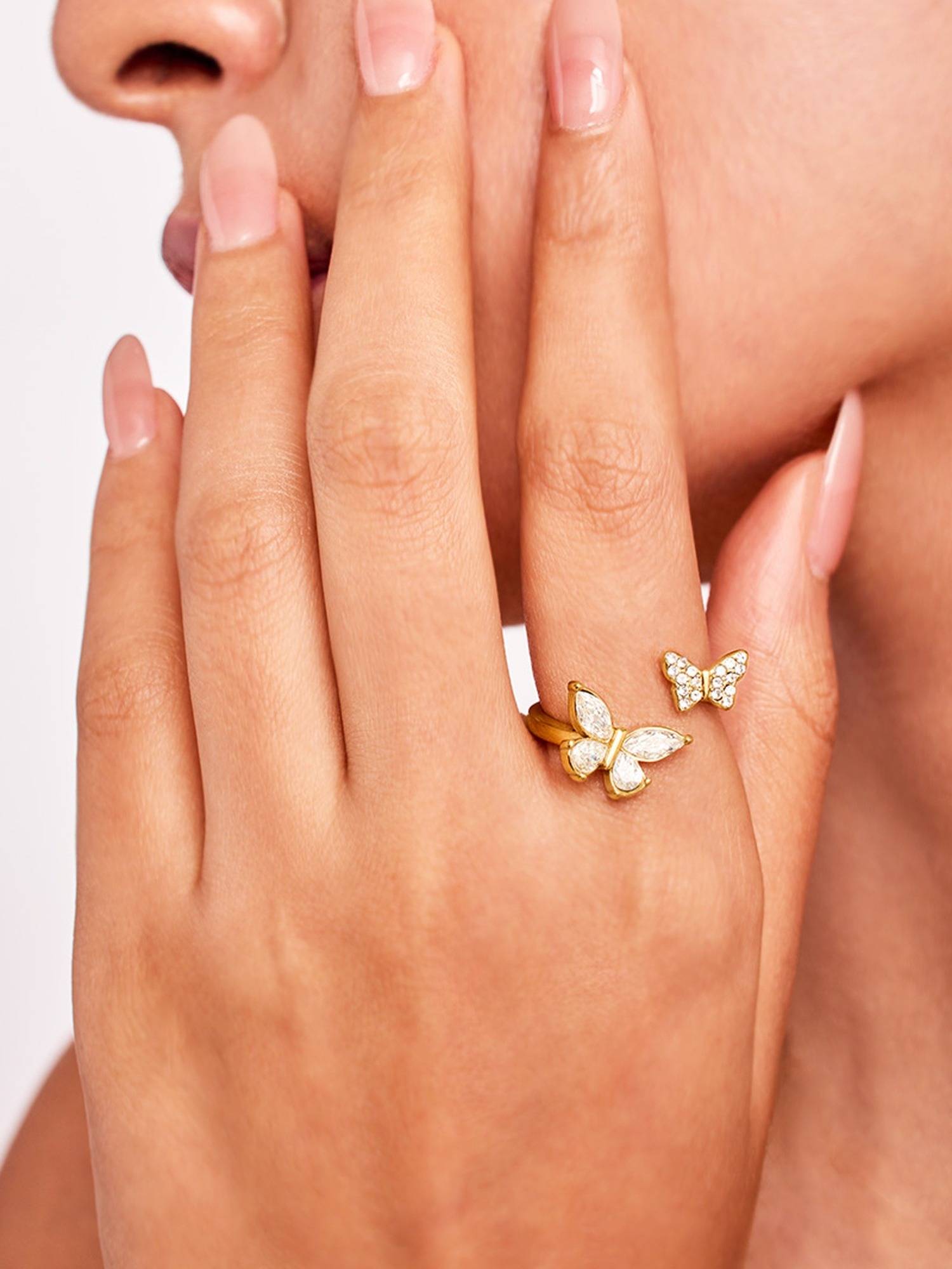 ELRA 18K Gold Plated Butterfly Ring Stainless Steel Waterproof & Anti-Tarnish