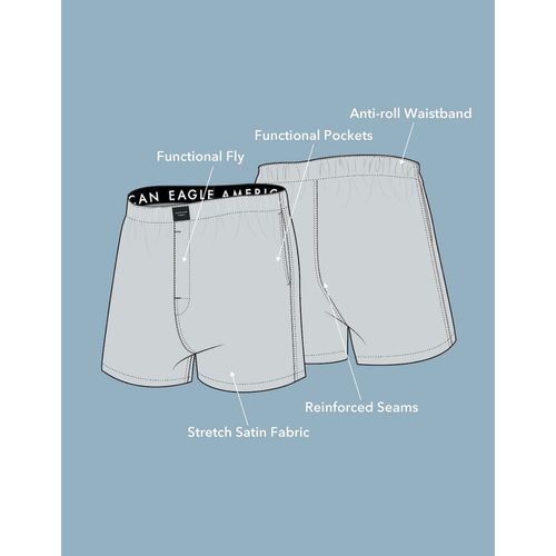 Buy American Eagle Men Blue Snowflake Satin Lounge Boxer Shorts online