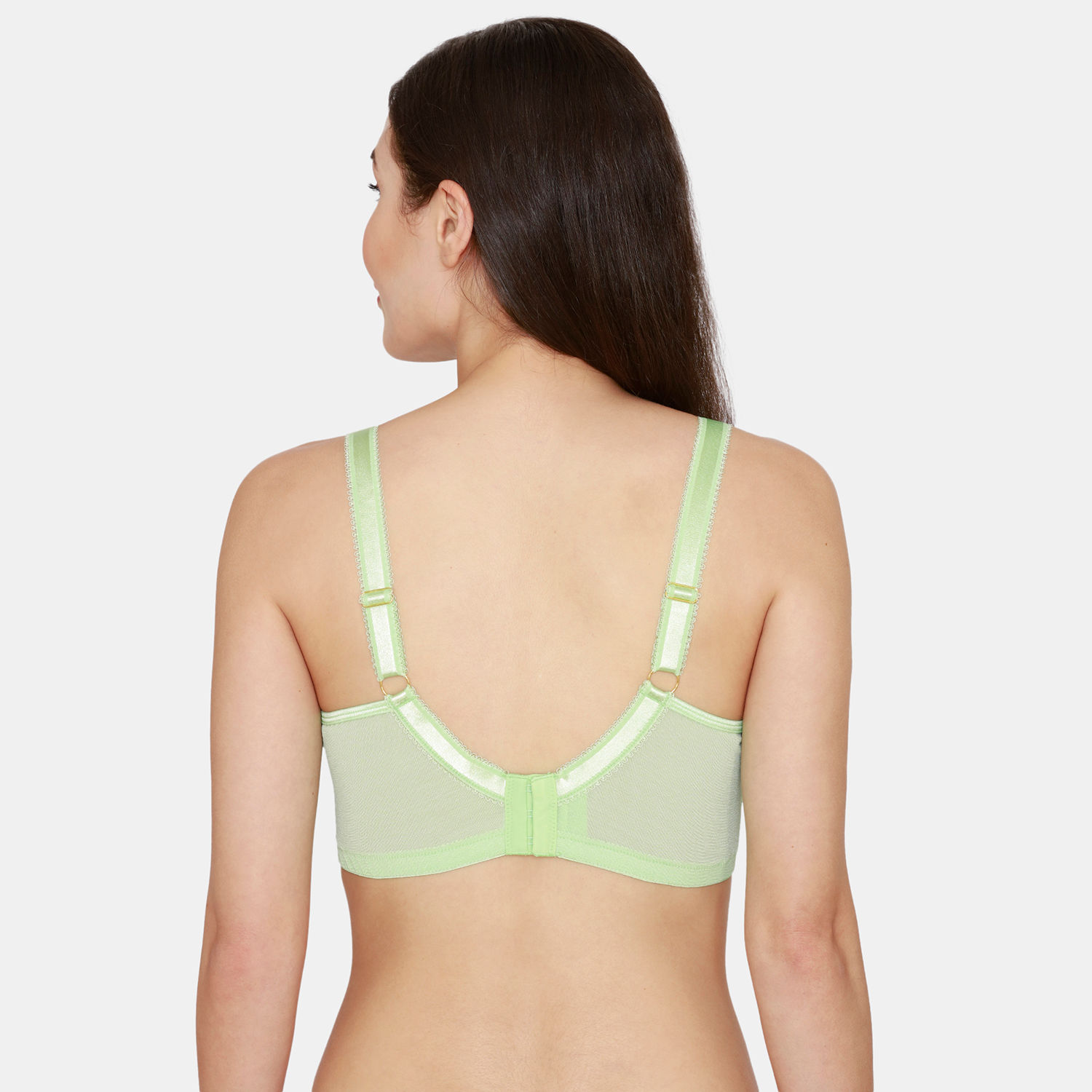 Zivame True Curve Double Layered Non Wired Full Coverage Minimizer Bra Green Ash Buy Zivame
