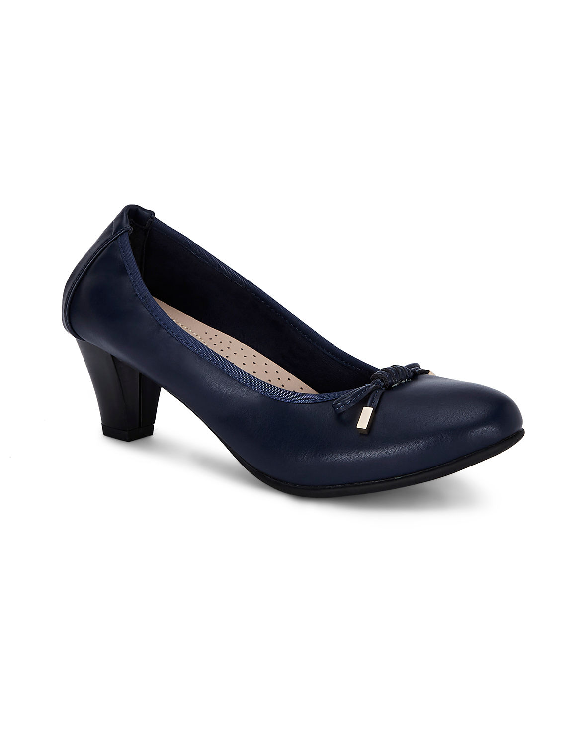 navy round toe pumps