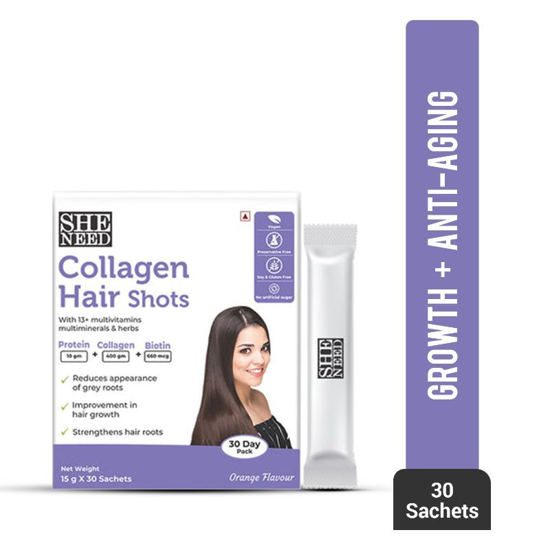 Sheneed Collagen Hair Shot With Protein & Biotin -reduces Gray Hair &  Strengthen Roots: Buy Sheneed Collagen Hair Shot With Protein & Biotin  -reduces Gray Hair & Strengthen Roots Online at Best