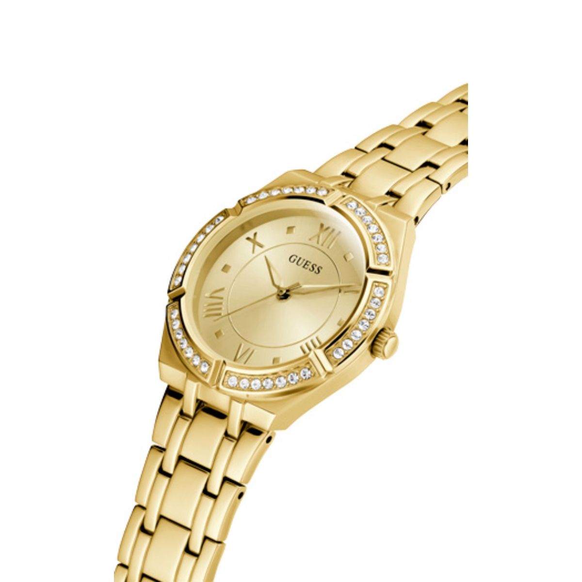 Guess Crush Gold Dial Gold Steel Strap Watch For Women - GW0020L2