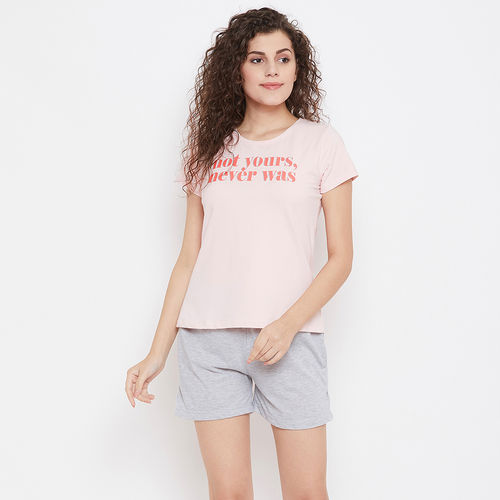 Clovia Pink Top With Shorts