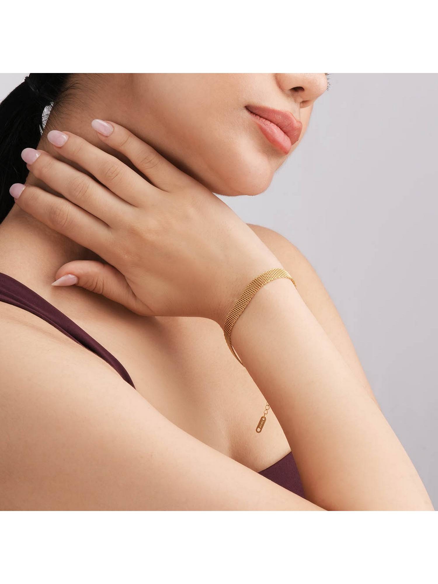 Palmonas Golden Mesh Weave Waterproof And Anti-Tarnish Bracelet For Women