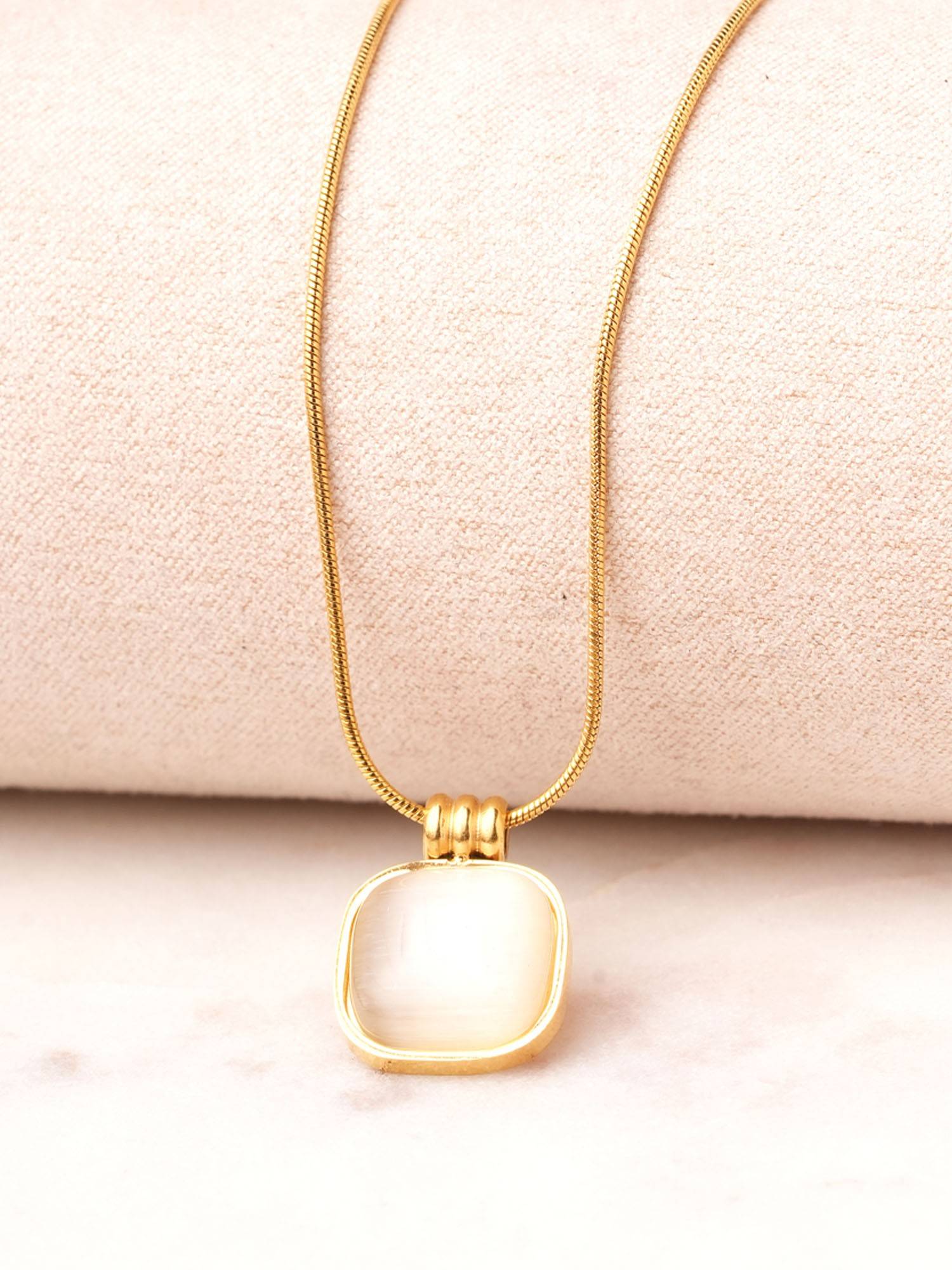 Palmonas Luminous Square Stone Waterproof And Anti-Tarnish Necklace