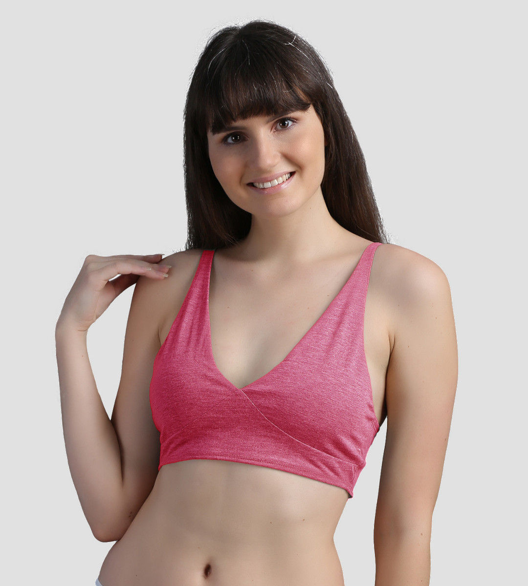 Buy N Gal Cotton Plunge Non Padded Bralettes Bra Pink Online