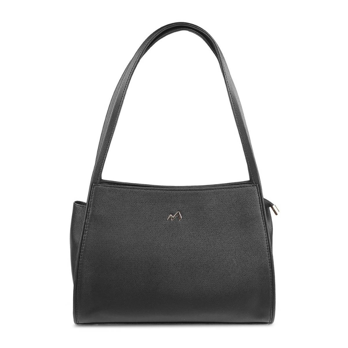 Metro Black Faux Leather Shoulder Bag (M)