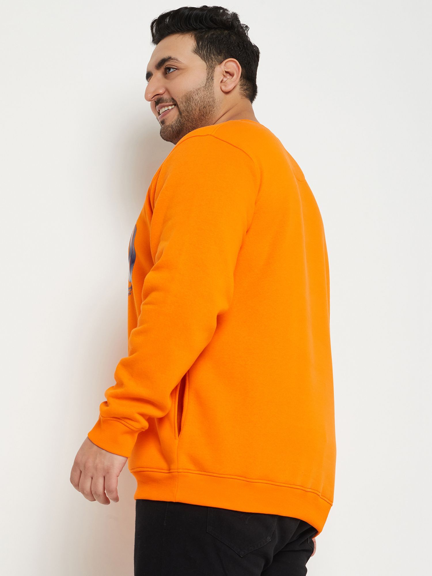 Club York Orange Round Neck Plus Size Sweatshirt