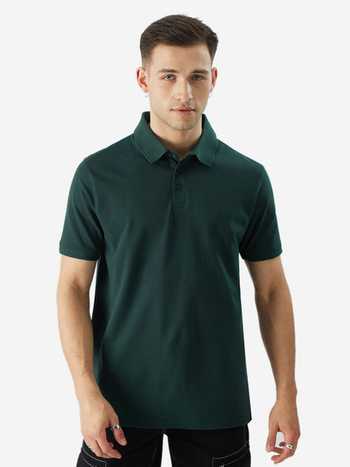 The Souled Store Originals Solid: Emerald Green Men Polo T-Shirt