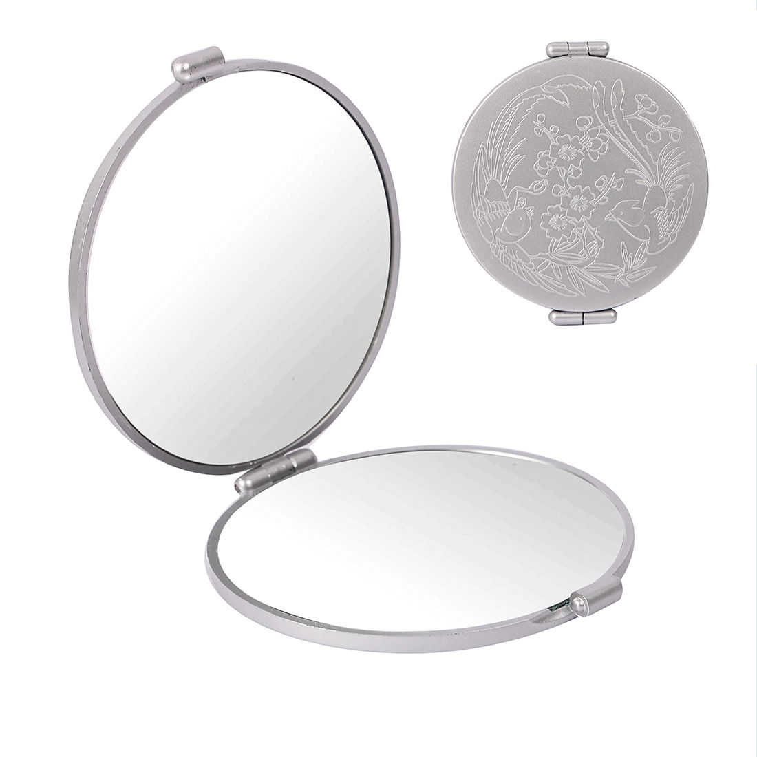 GUBB Travel Mirror Compact Cosmetic Bag Mirror for Women Magnifying Mirror for Makeup 5X - Silver