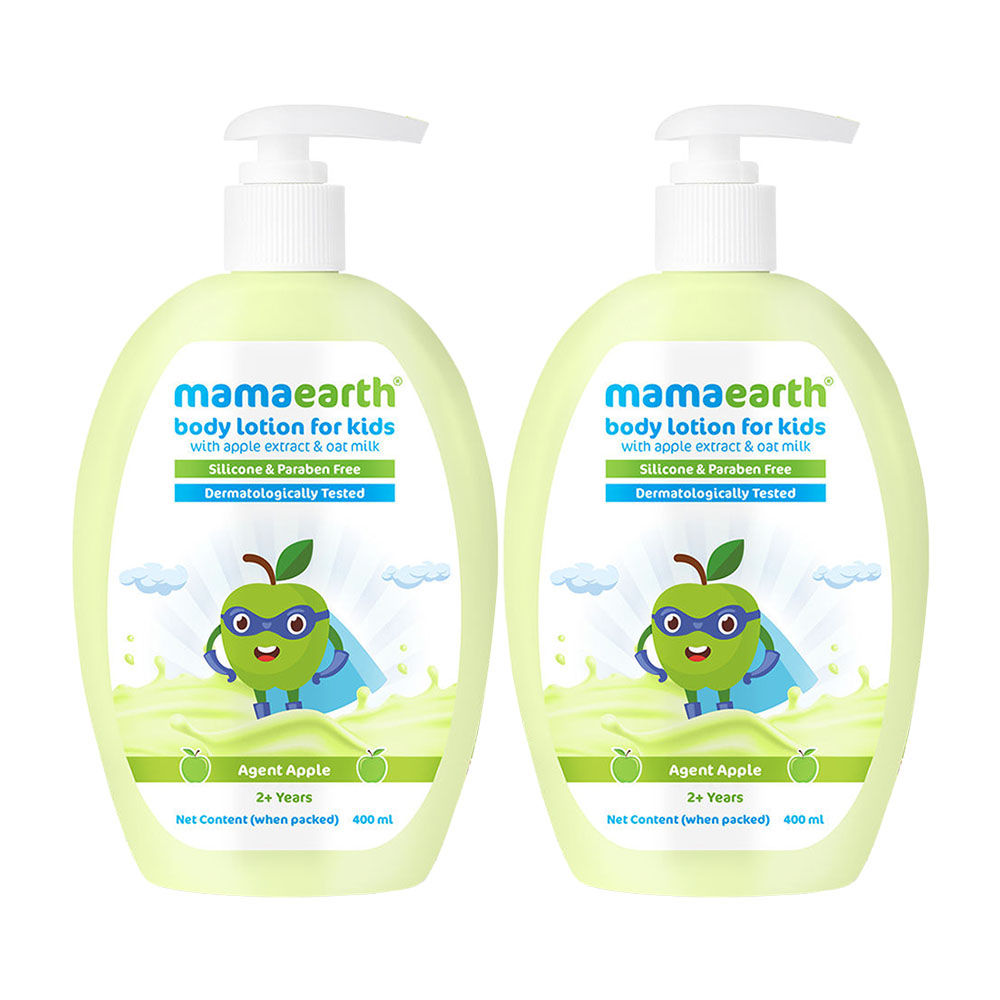 Mamaearth Agent Apple Body Lotion & Cream For Kids With Apple & Oat Milk- Pack Of 2