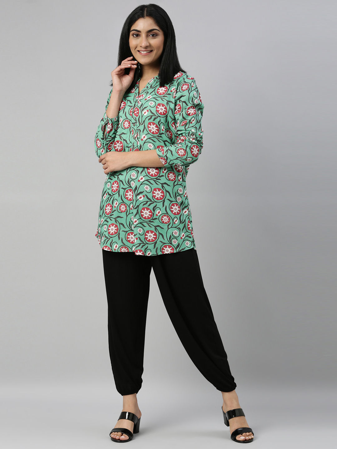 RADANYA Womens Short Kurti with Salwar Set Cream & Brown Ethnic Harem Pant  Trousers at Amazon Women's Clothing store