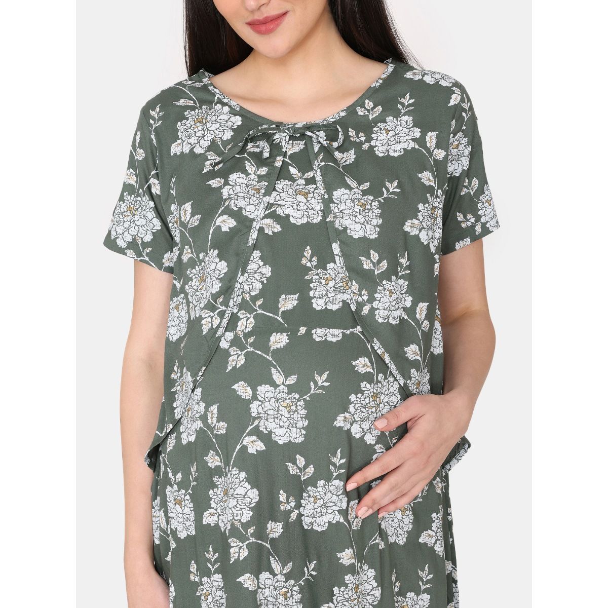 Zivame Coucou Maternity Nightdress With Side Zipper And Discreet
