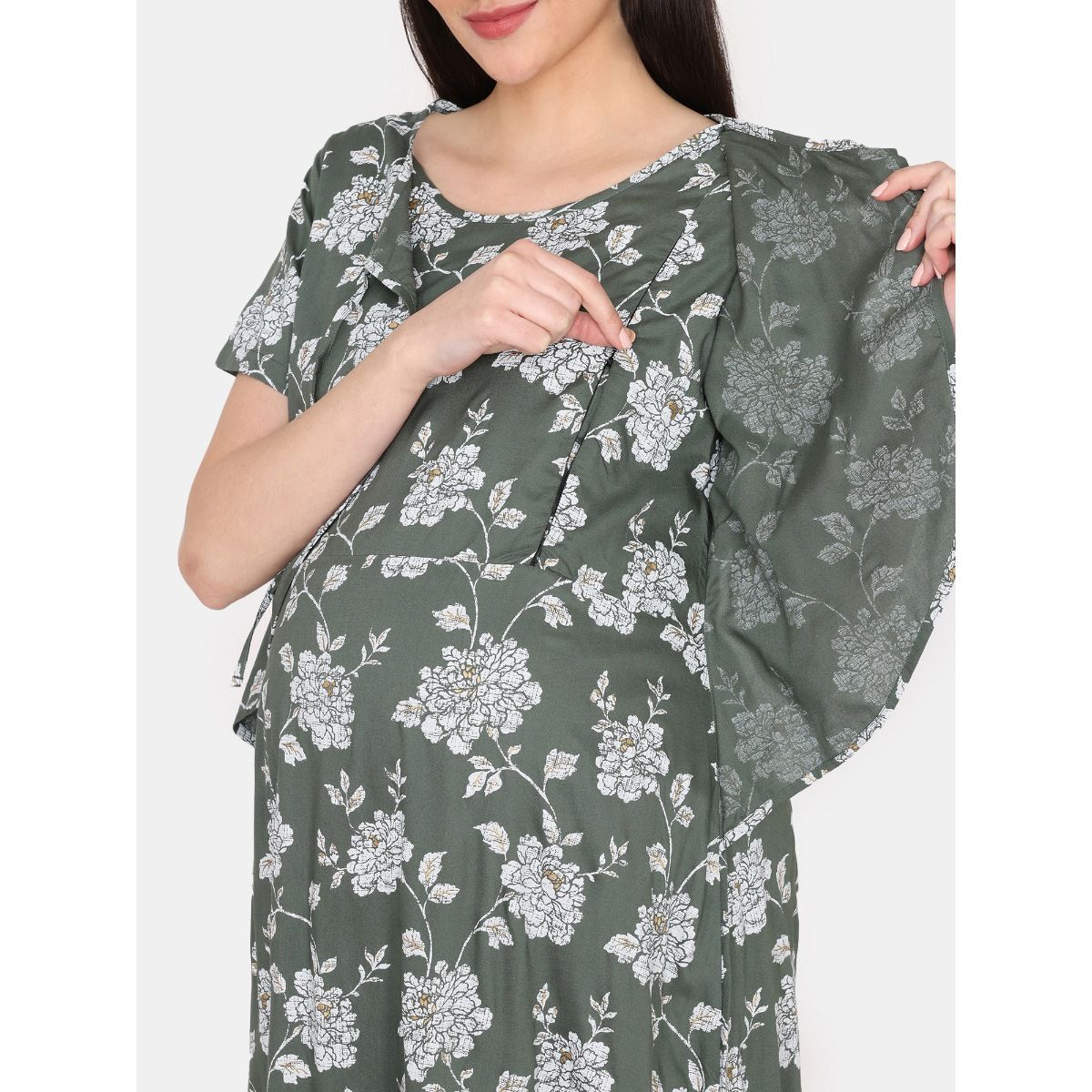Zivame Coucou Maternity Nightdress With Side Zipper And Discreet