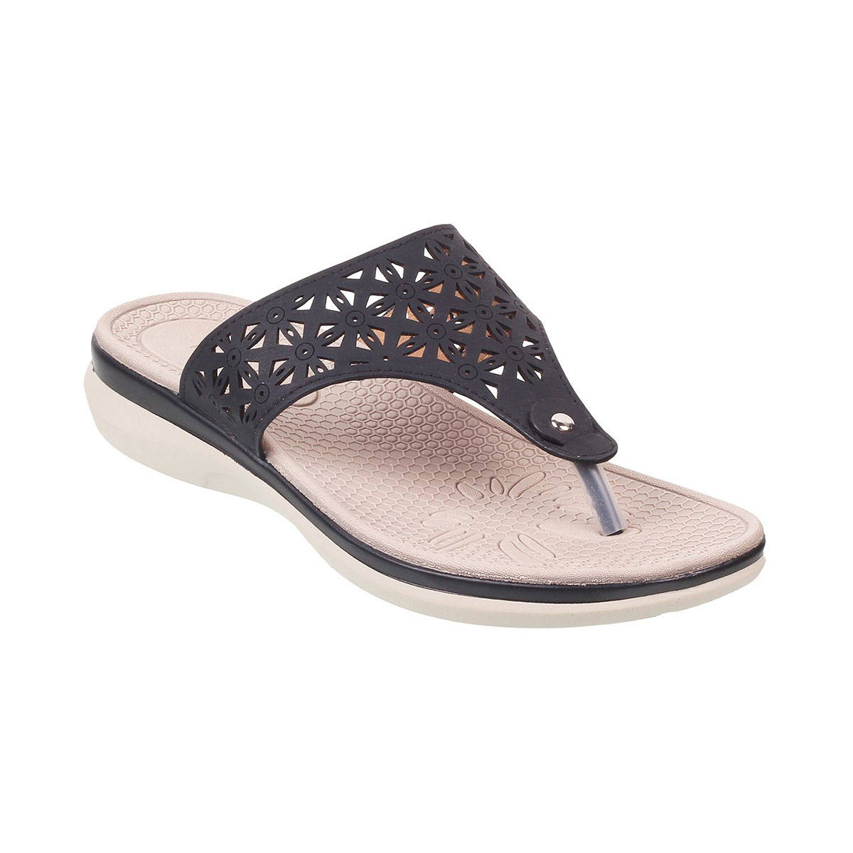 Buy Mochi Women Comfortable Synthetic Black Slippers Online