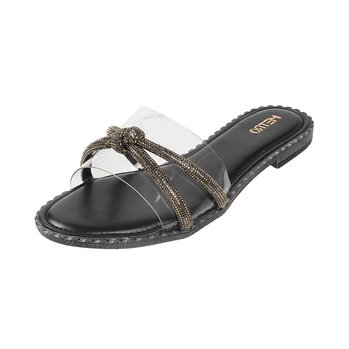 Jayata Metallic Stud Embellished Sliders