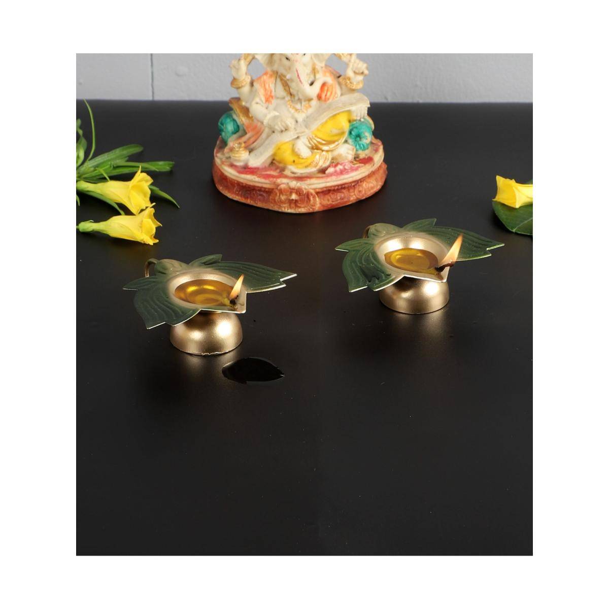 Amaya Decors Green Lotus Dia Set Of 2