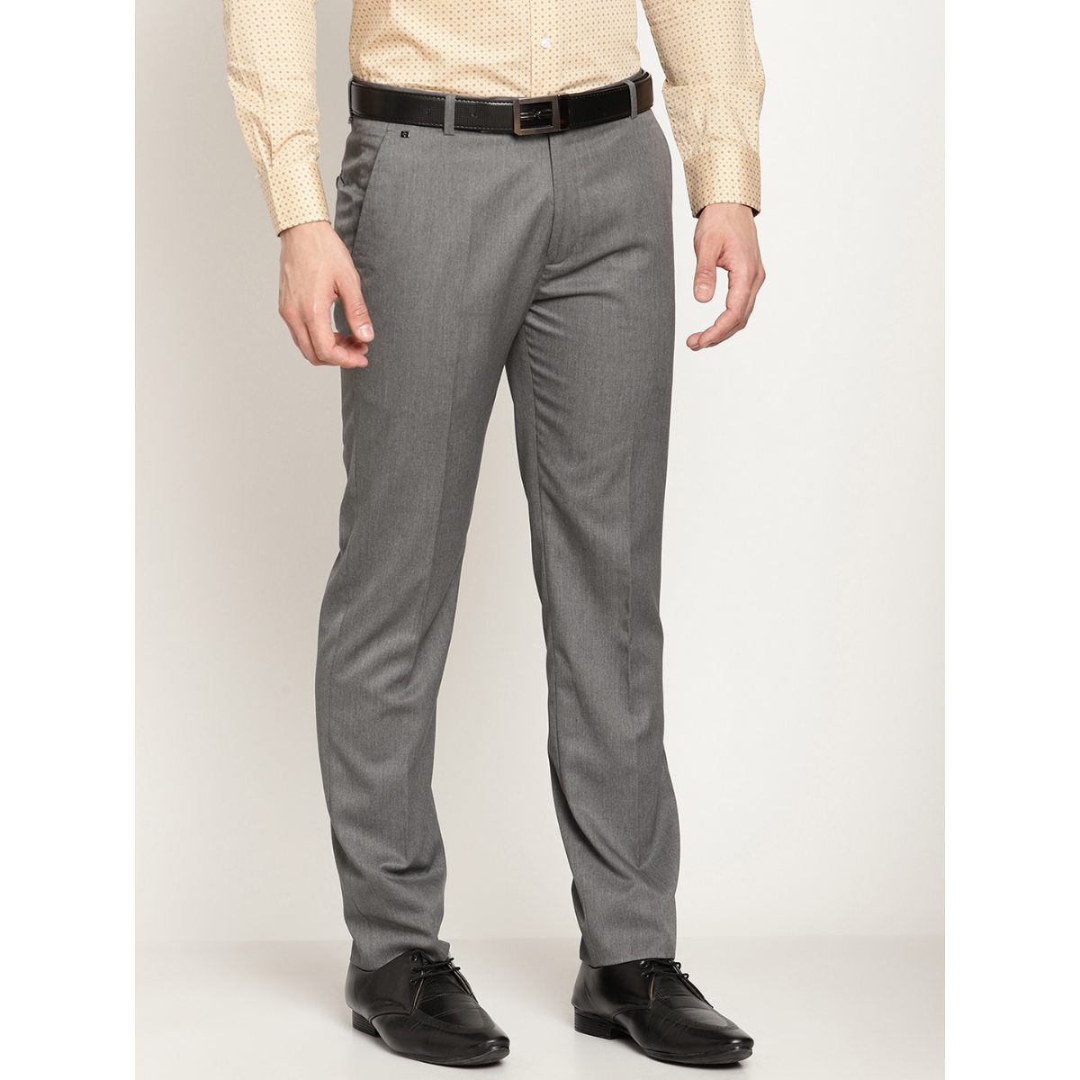 Buy Cantabil Men Charcoal Trousers Online