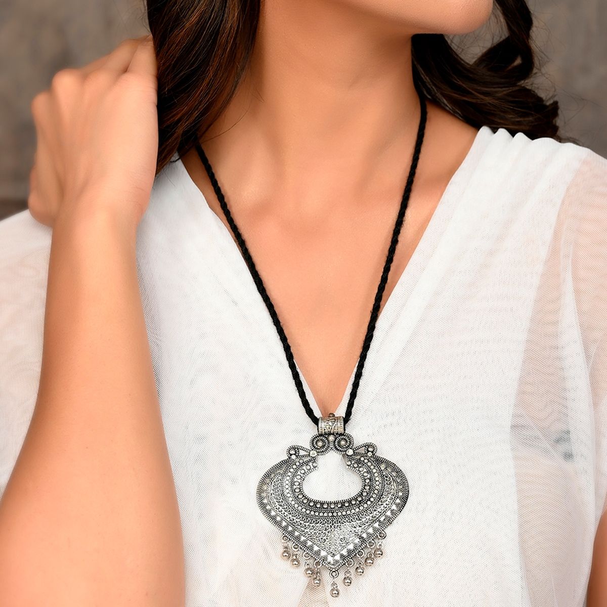 Silver Black, White or Blue Square Pendant Necklace For Men or Women -  Boutique Wear RENN