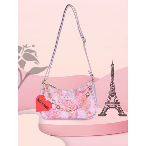 Buy Caprese Emily in Paris Printed Lilac Hobo Handbag Online - Main Image