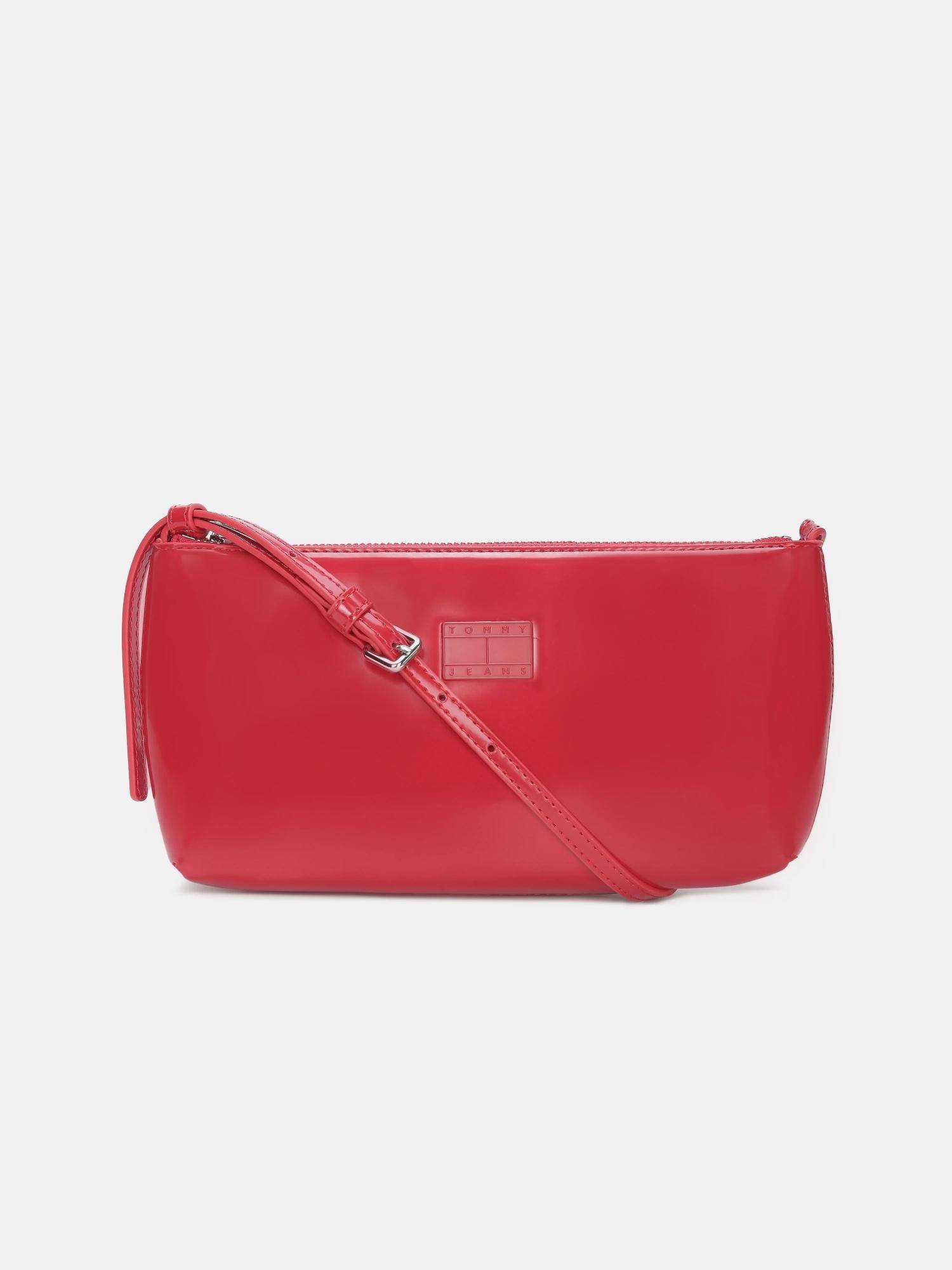 Tommy Hilfiger Solid Red Polyurethane Handbag