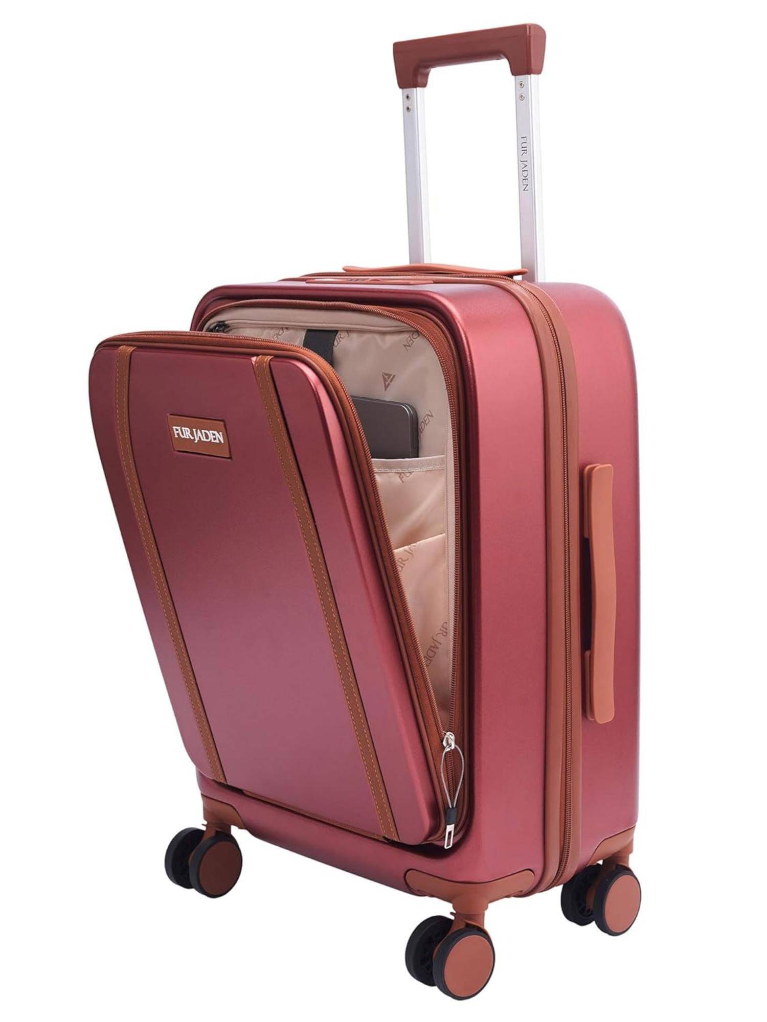 FUR JADEN The Wayfarer Polycarbonate USB-C Charging Luggage Bag - Maroon (S)