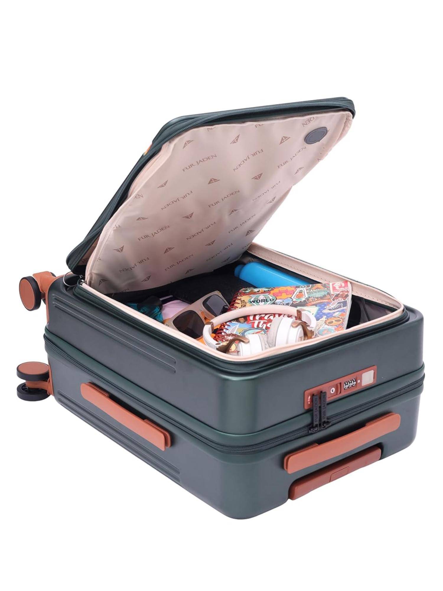 Buy FUR JADEN Aviator PC USB Luggage Bags - Forest Green (S) Online