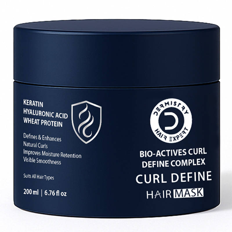 DERMISTRY Keratin Hyaluronic Acid Curl Defining Curly Hair Mask For Dry Hair Hydration Frizz Control