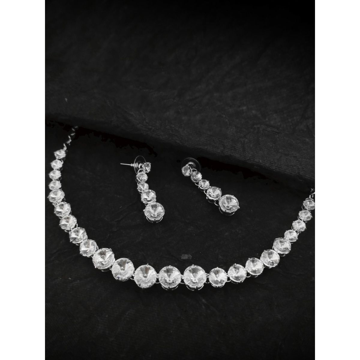 Real Diamonds Diamond Bridal Necklace With Earrings Set