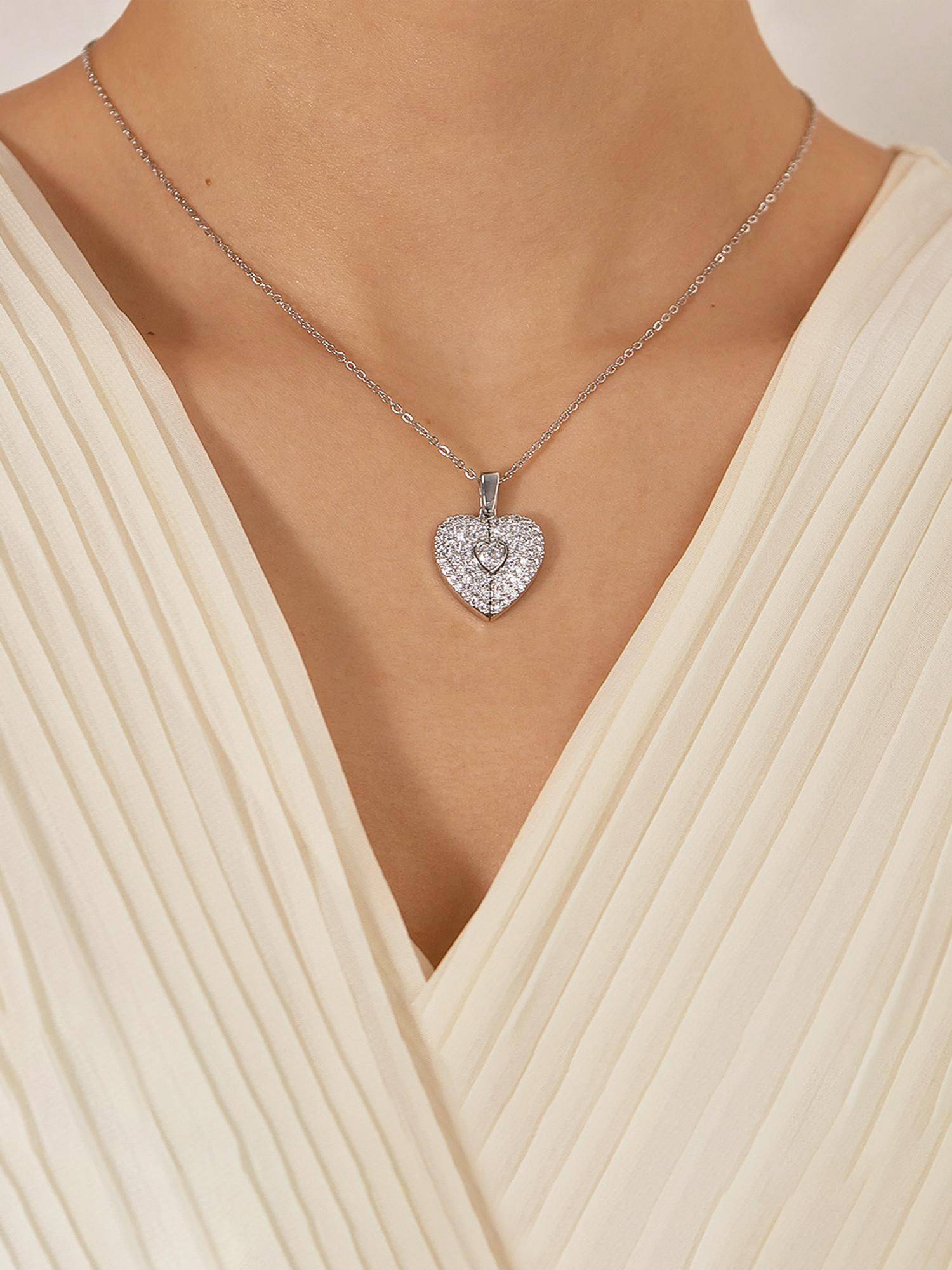 Designs & You Silver Plated Stainless Steel Anti Tarnish Heart Themed Necklace