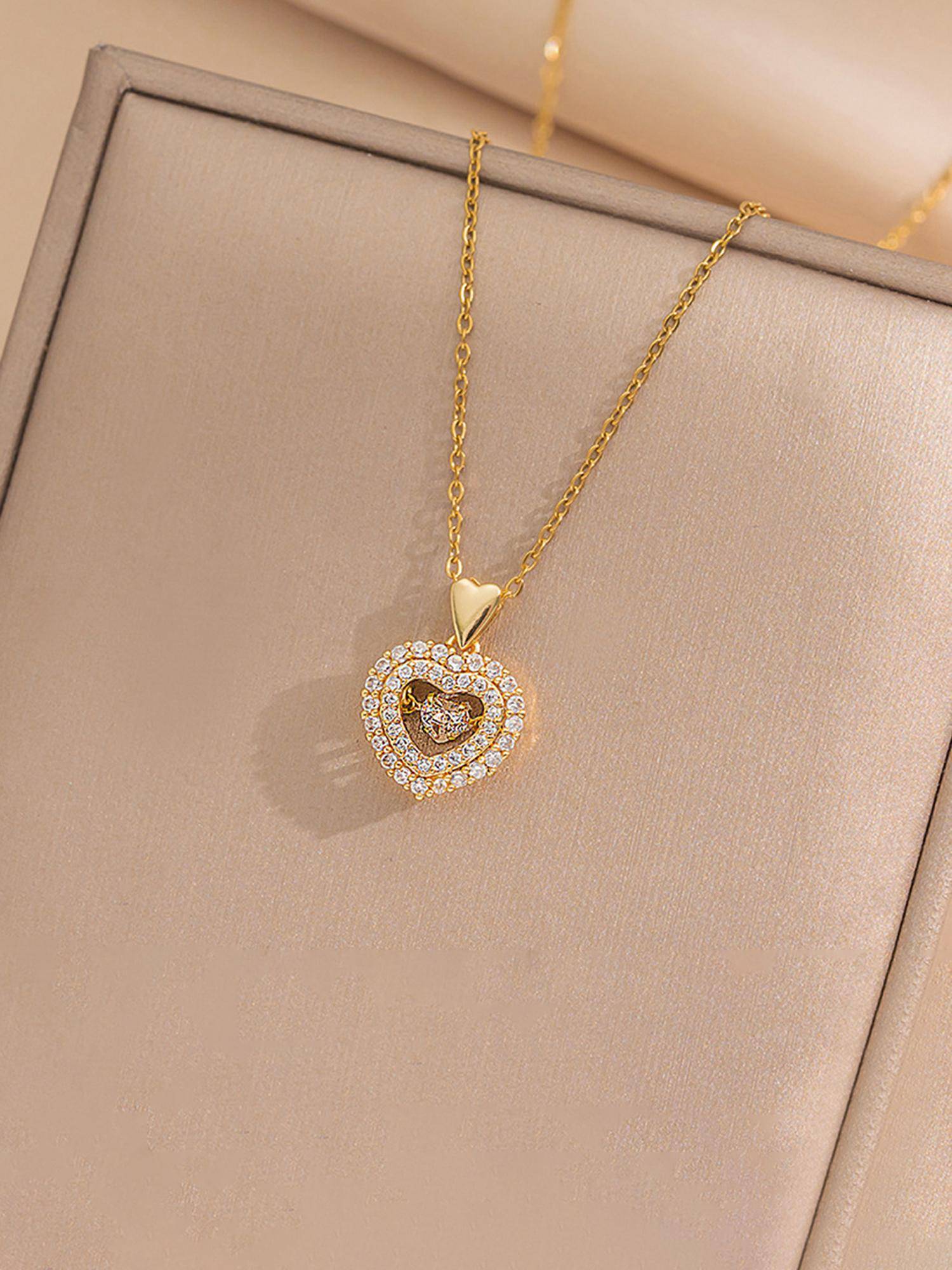 Designs & You Gold Plated Stainless Steel Anti Tarnish Heart Themed Necklace
