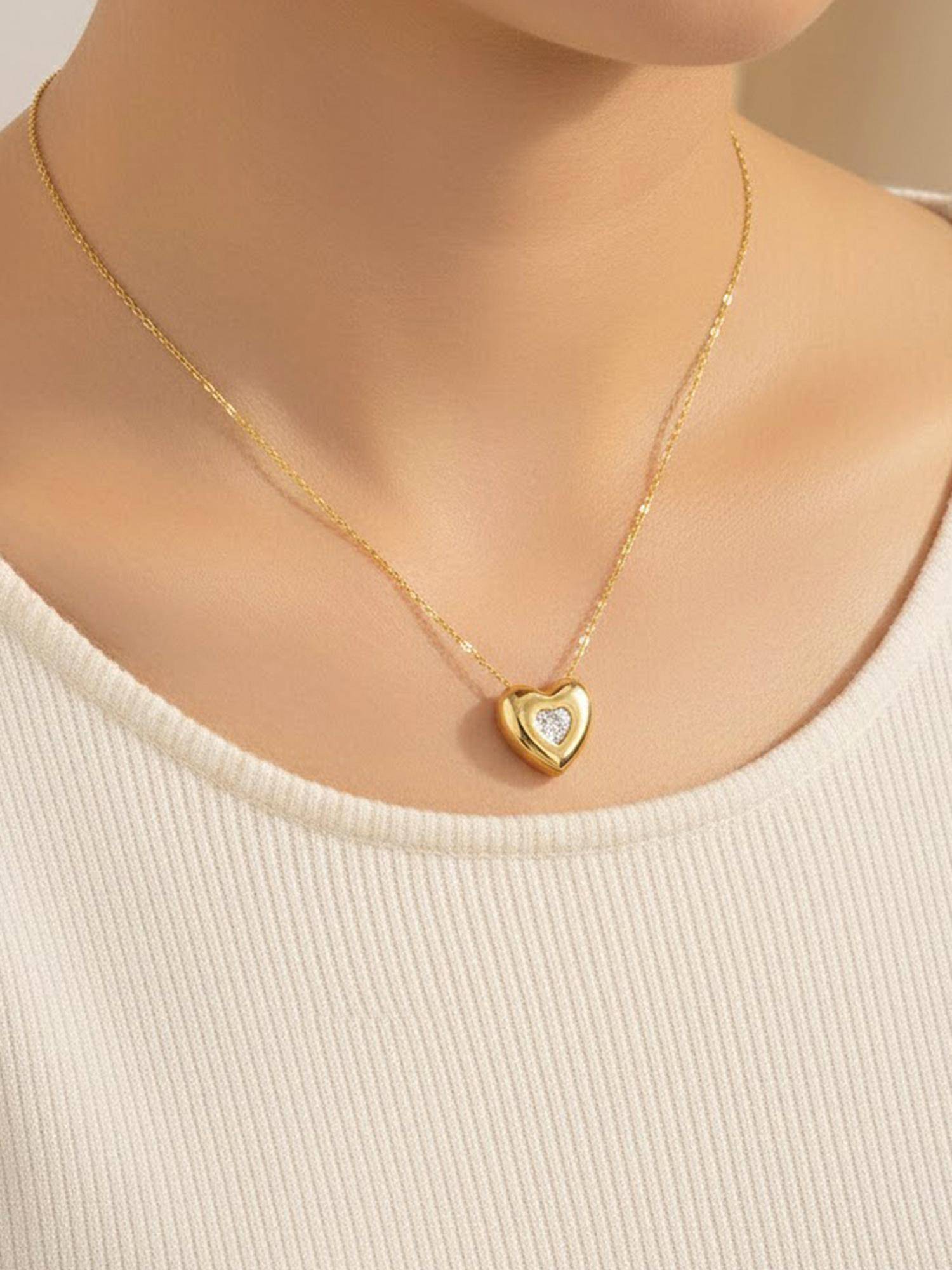 Designs & You Gold Plated Stainless Steel Anti Tarnish Heart Themed Necklace