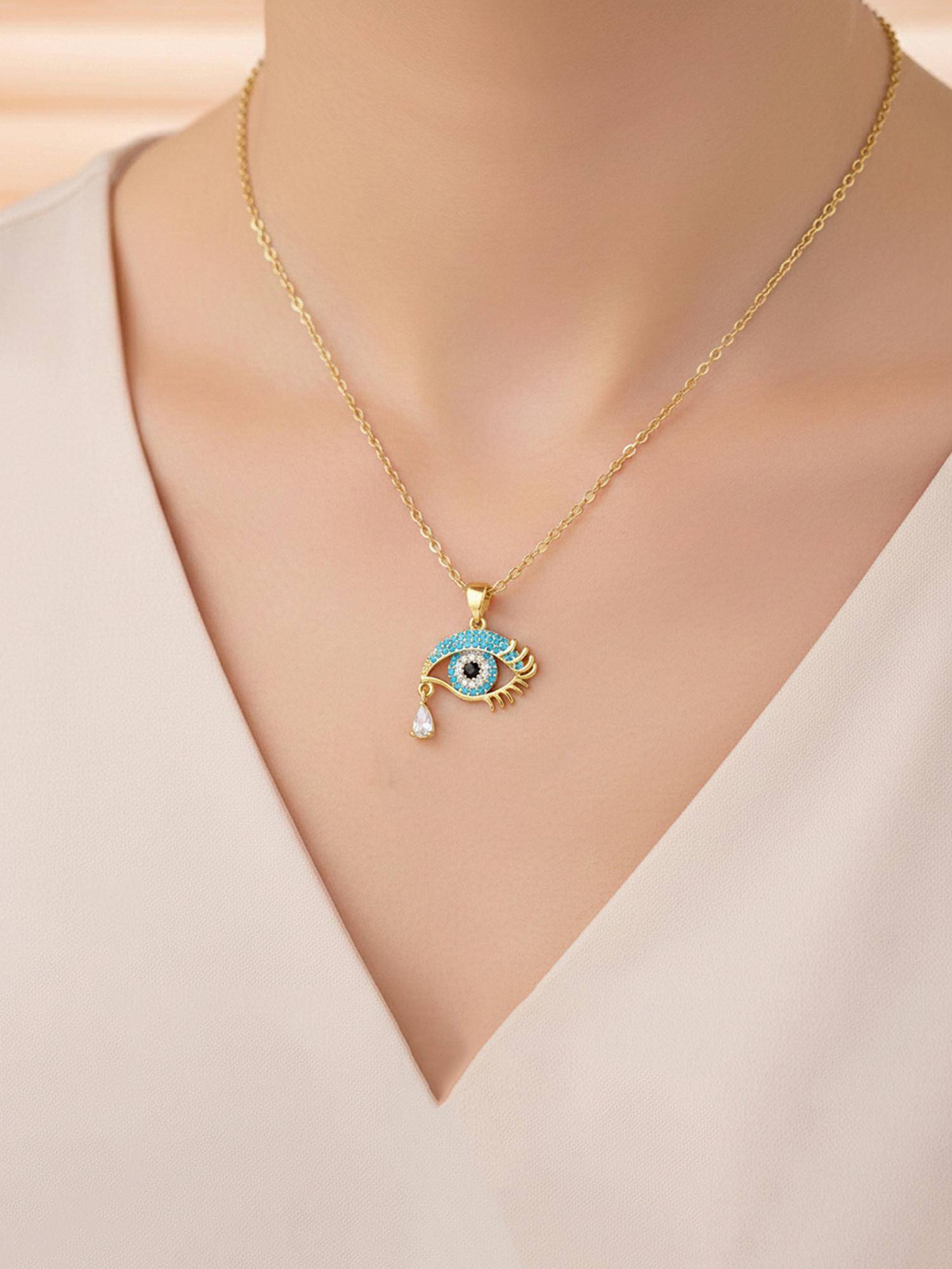 Designs & You Gold Plated Stainless Steel Evil Eye Themed Necklace