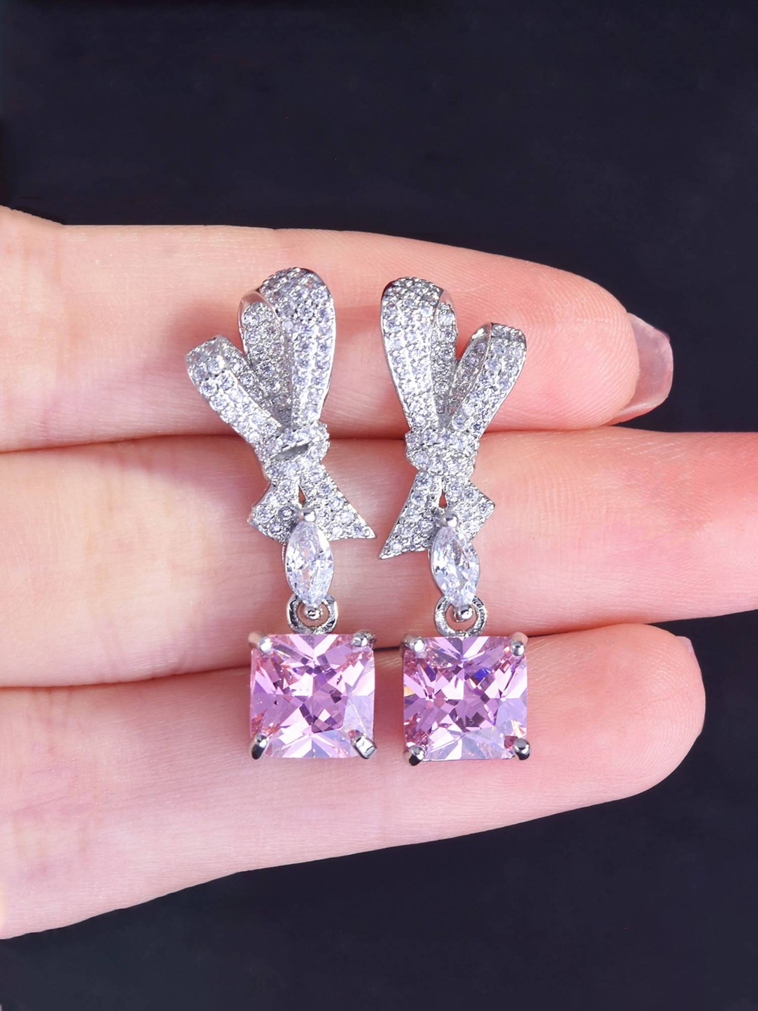 Jewels Galaxy Womens Pink Contemporary Teardrop Dangler Earrings
